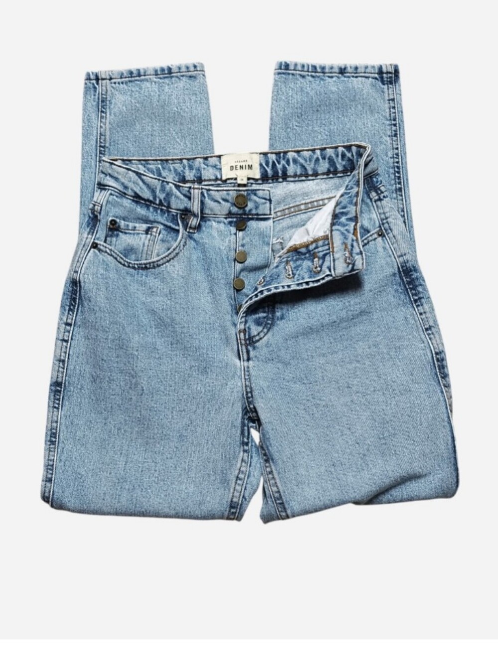 Sezane Brut Sexy "Washed" Women's 36 (25" Waist) Light Wash Minimalist French - Picture 3 of 14